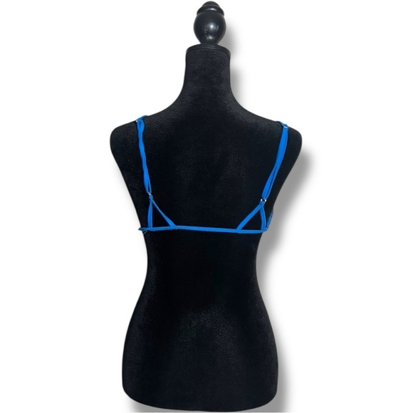 No Boundaries Blue Crochet Ruffle Strappy Adjustable Bikini Top - Picture 7 of 16